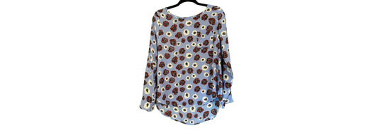 Loft Blouse Blue with Wine and White Flowers - Small