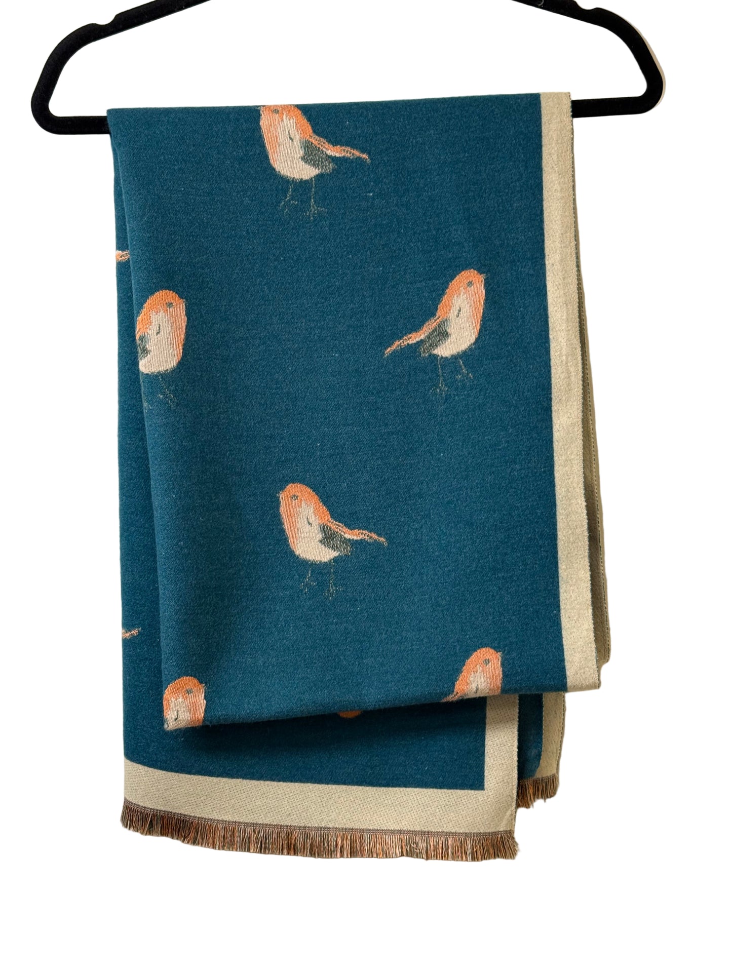 Teal Scarf with Bird Pattern | Preowned