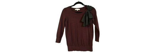 Loft Sweater Wine with Black Bow Detail - Small