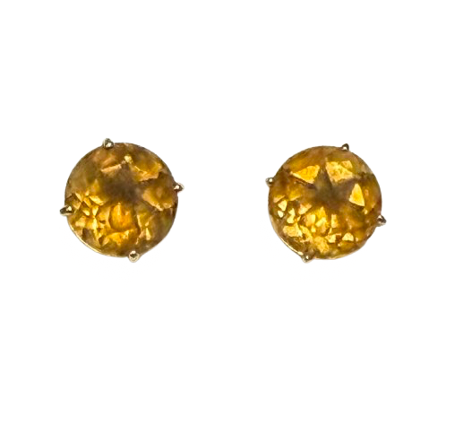 Earrings Round Citrine Studs 14kt. | Preowned