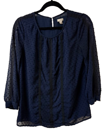 J Crew Navy Blouse SZ 2 | Preowned