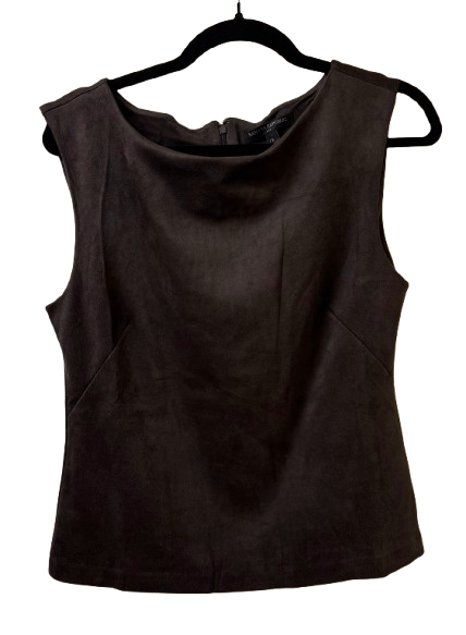 Banana Republic Dark Brown Faux Suede Sleeveless Top  - SM | Preowned