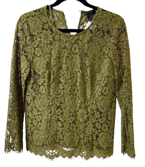 J Crew Olive Green Two Piece Lace Top SM | Preowned