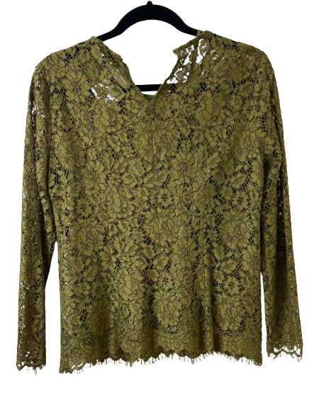 J Crew Olive Green Two Piece Lace Top SM | Preowned