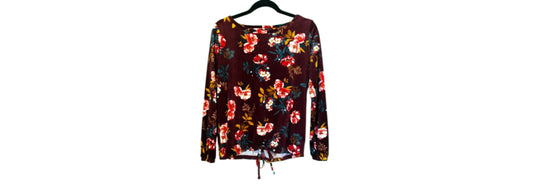 The Loft Velour Floral Top Wine - XS