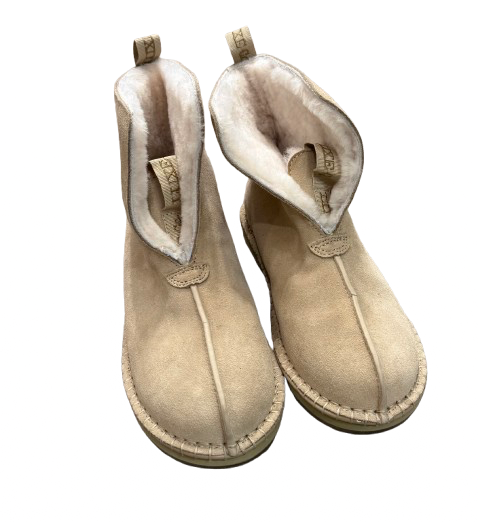 Australia Luxe Collective Pull-On Booties Natural Suede Sheepskin Lining SZ 8 | Preowned