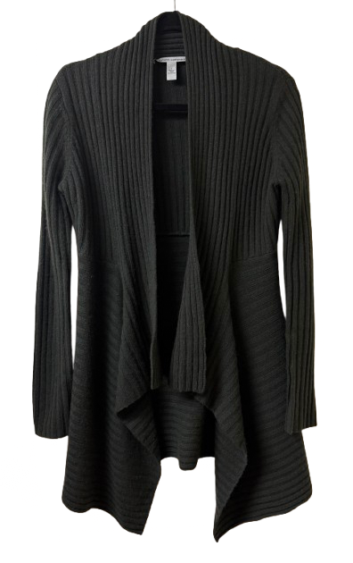 Rib Drape Cashmere & Wool-Blend Cardigan Forest Green Small| Preowned