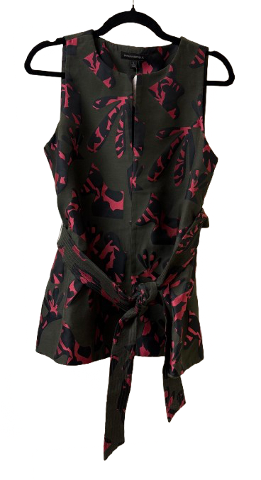 Banana Republic Green Pink and Black Sleeveless Abstract Top  Medium | Preowned