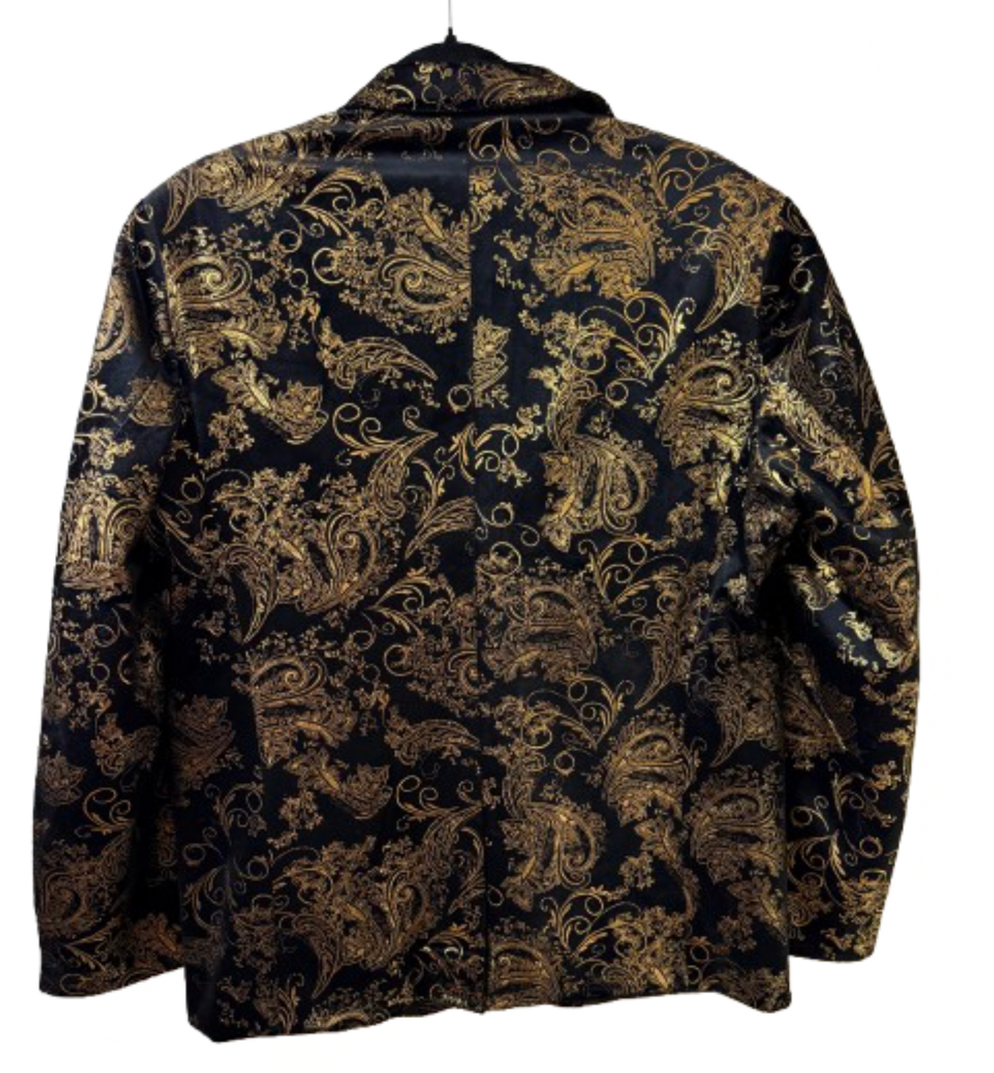 Black Velvet Metallic Gold Shimmer Paisley Blazer  | Preowned