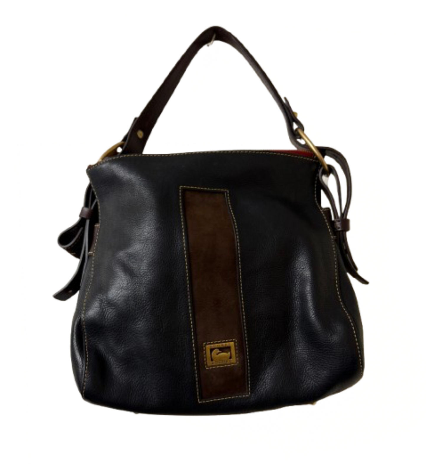 Dooney & Bourke Pebble Grain Leather Black and Brown Hobo Bag | Preowned