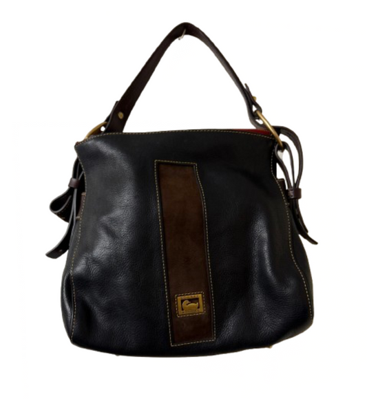 Dooney & Bourke Pebble Grain Leather Black and Brown Hobo Bag | Preowned
