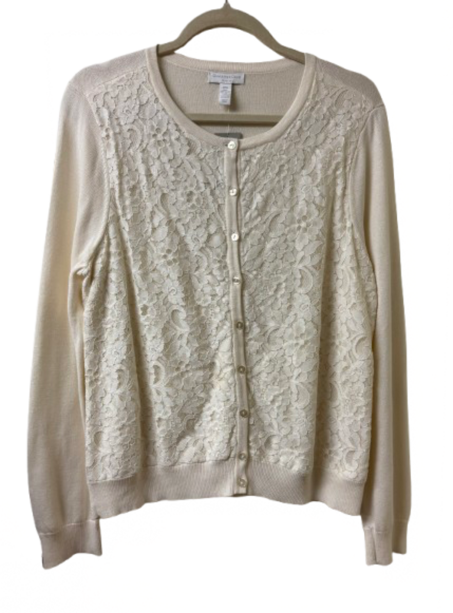 Charter Club Cream Lace Cardigan Sweater - Petite Large | Preowned