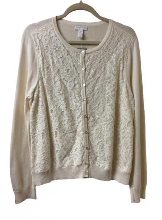 Charter Club Cream Lace Cardigan Sweater - Petite Large | Preowned