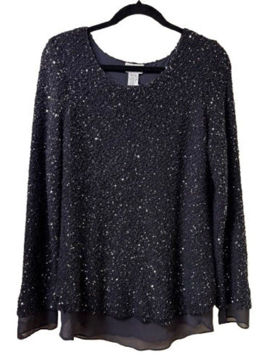 Soft Surroundings Gray Sequins Sweater - Medium | Preowned
