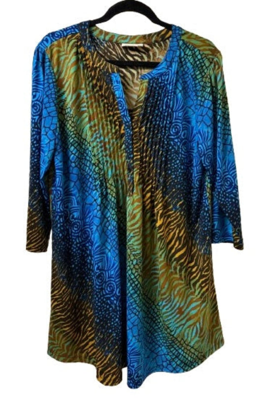 Serengeti Multi Color Blue Top - X Large | Preowned