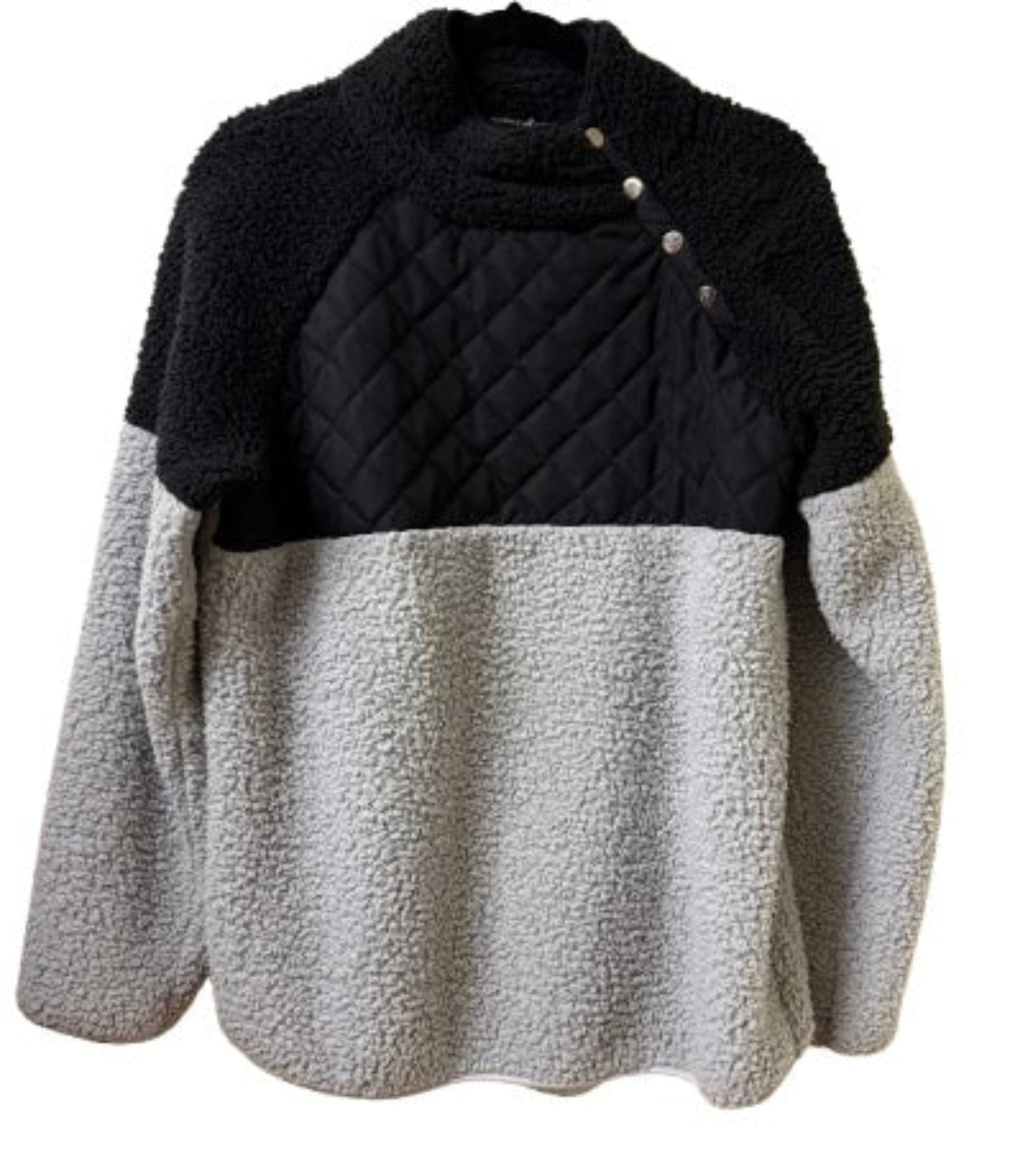 Sucrefas Black and Gray Sherpa Pullover - X Large | Preowned