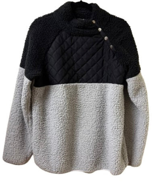 Sucrefas Black and Gray Sherpa Pullover - X Large | Preowned
