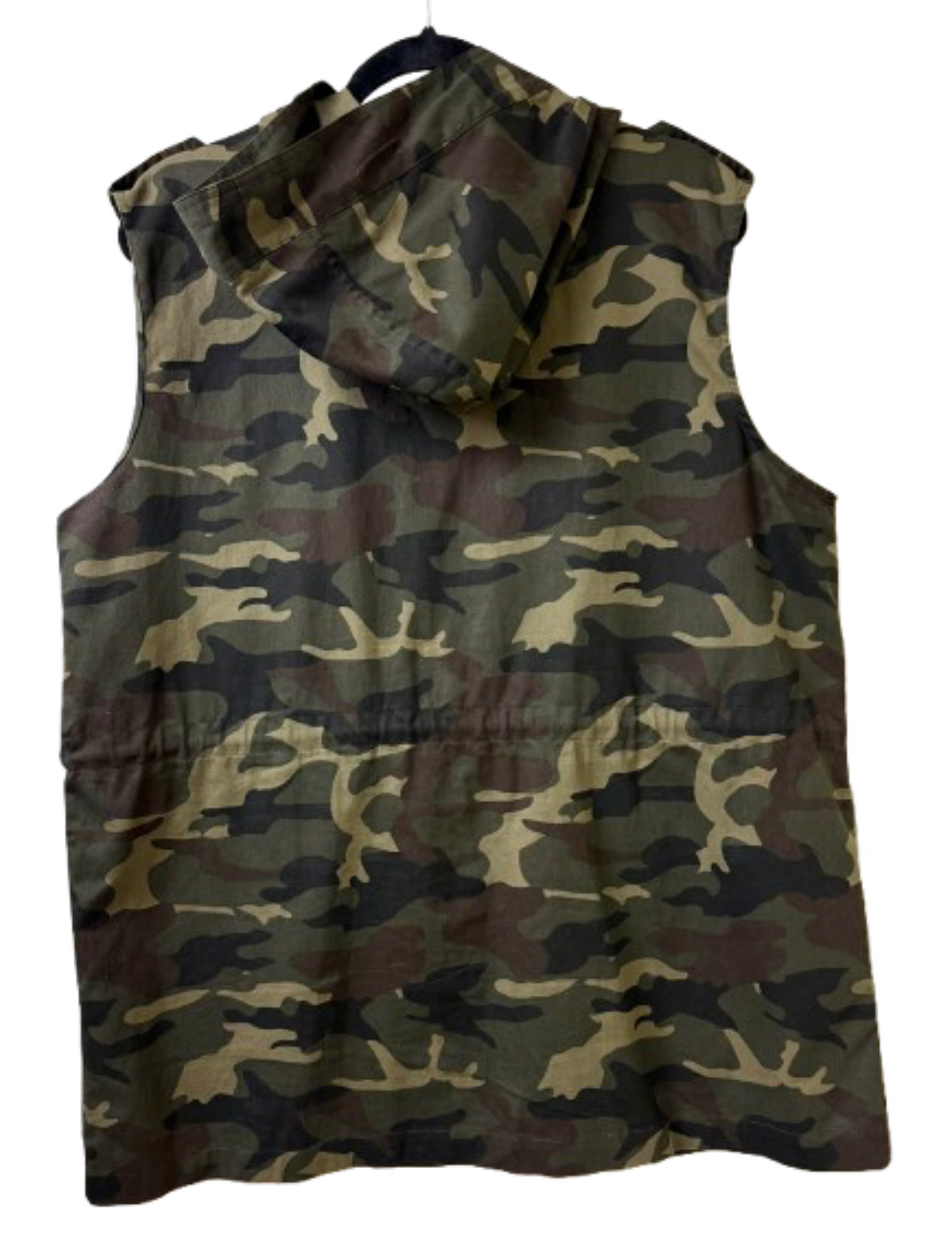 Zenana Outfitters Hooded Camo Green Vest - X Large | Preowned