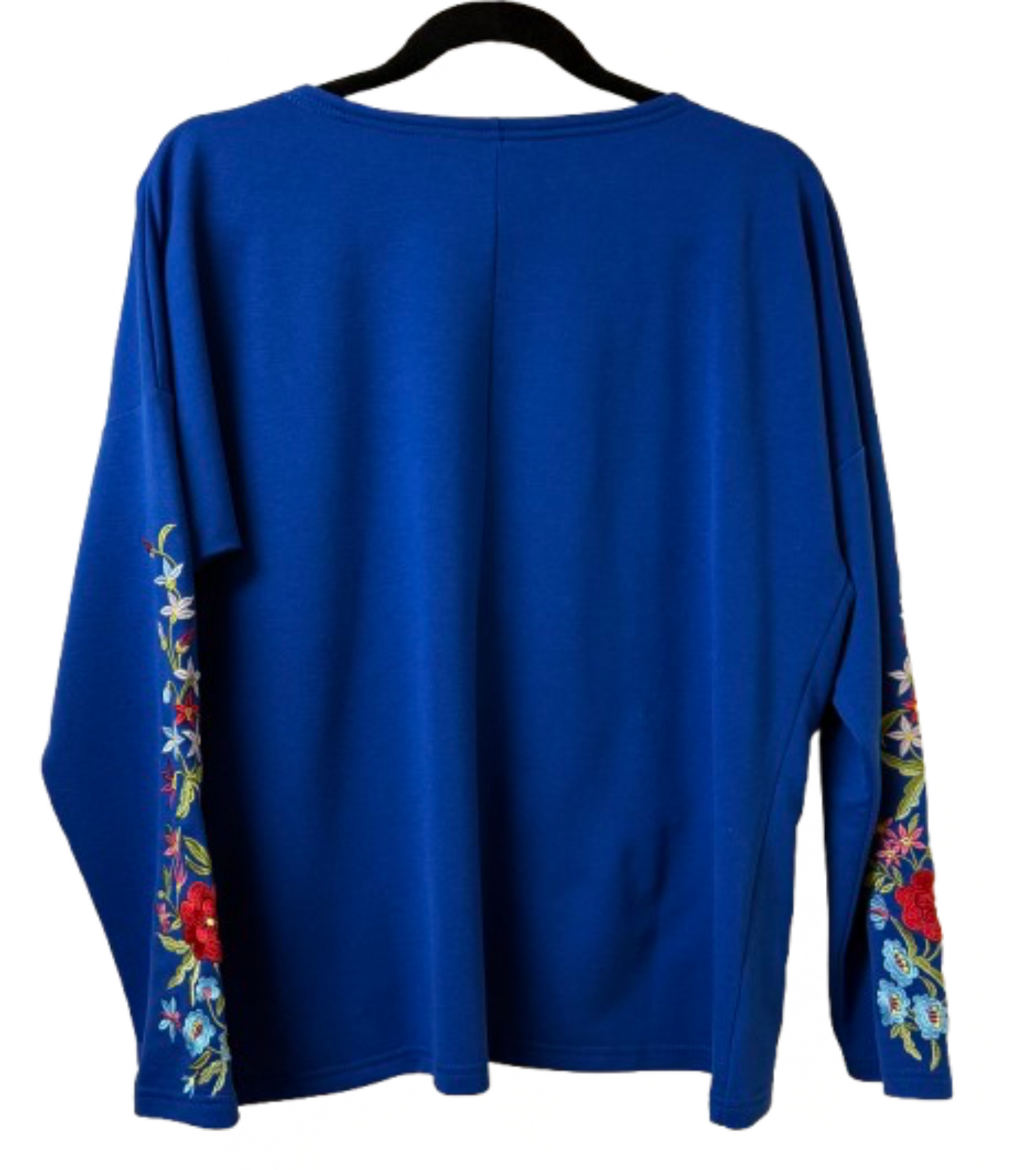 Blue Embroidered Top Flowers and Birds - Large | Preowned