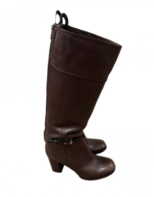 Tory Burch Tall Brown Leather Boots SZ 10 | Preowned