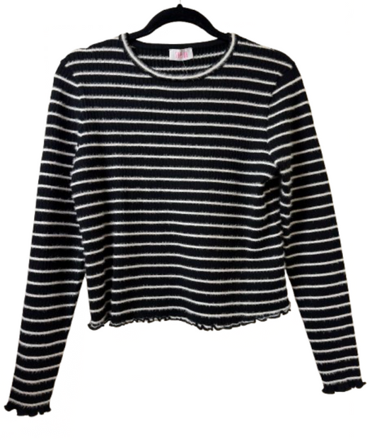 Savida Black and White Horizontal Stripe Sweater - Medium | Preowned