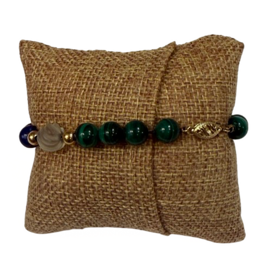 Lapis Malachite 14kt Gold Bracelet | Preowned
