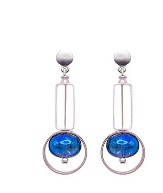 Earrings: Indie Bob's - Silver with Gray Bead | Fishhook Ear Wire (Copy)