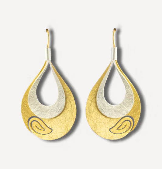 Earrings : Mineva's Tear  - Two Tone  | Fishhook Ear Wire