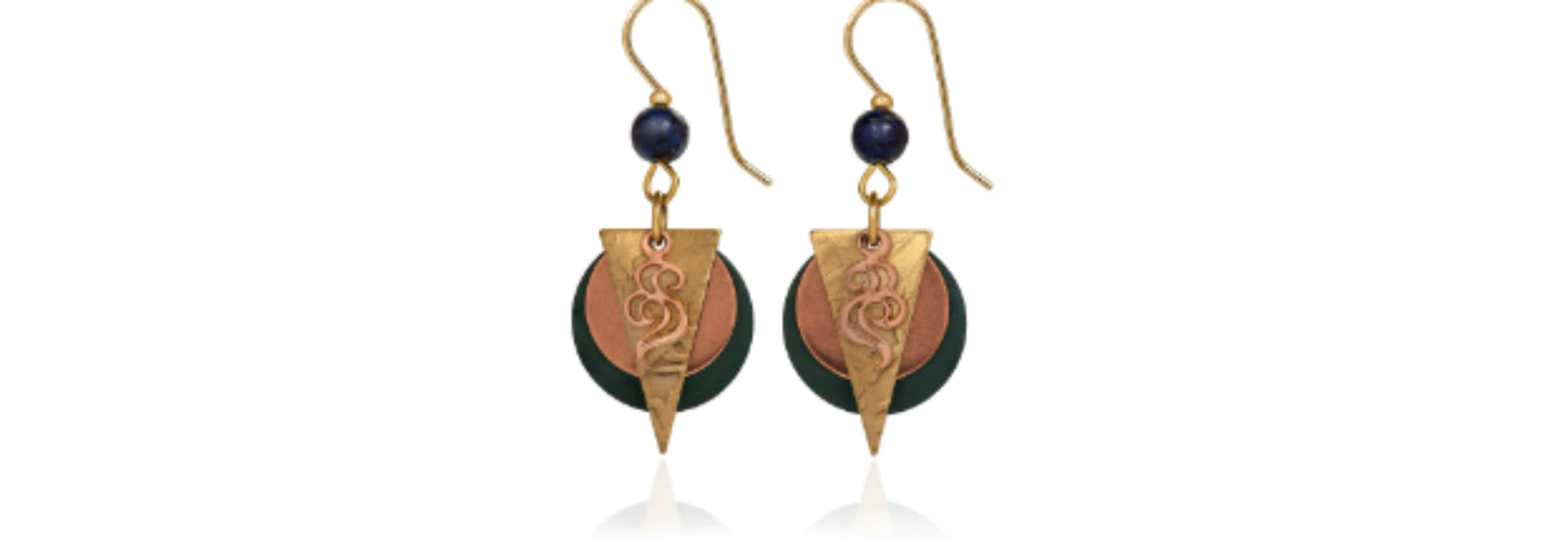 Earrings Layered Shapes and Swirls- Silver Forest