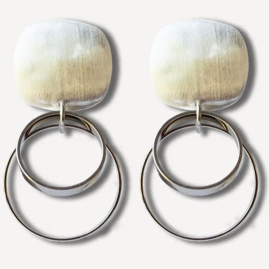Earrings: Rare Impressions - Silver with Matte Silver | Post