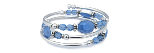 Cerulean Spiral Bangle Bracelet Sky Blue Glass
