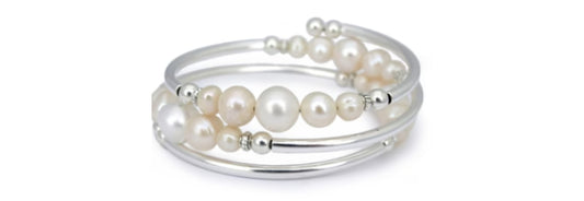 Opulence Spiral Bangle Bracelet Freshwater Pearls