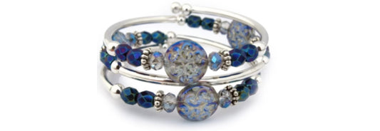 Destiny Spiral Bangle Bracelet Iris Pressed Glass