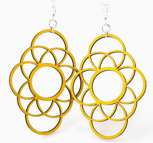 Wooden Earrings Long Circle Oblong
