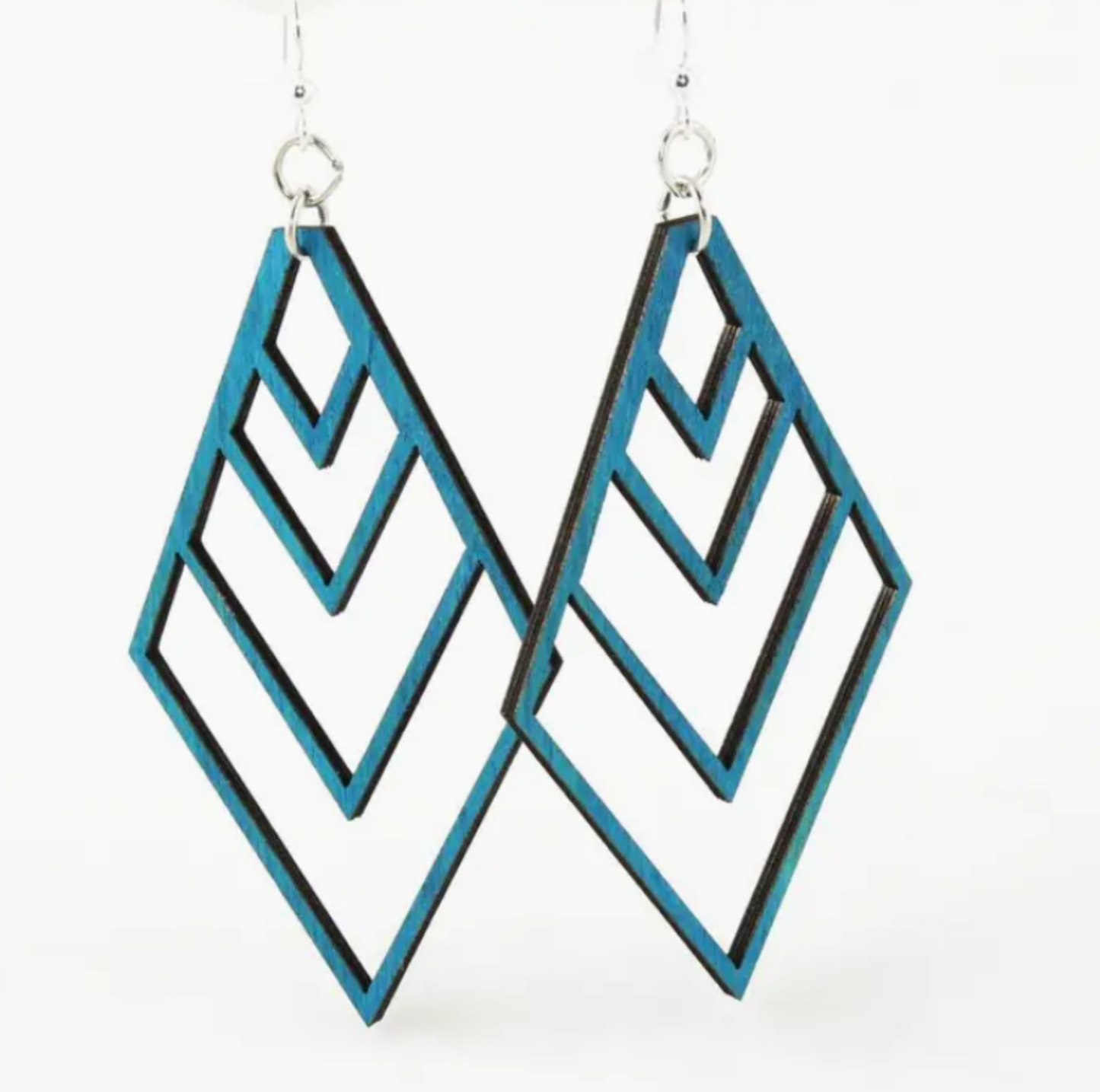 Wooden Earrings Upside - Down Fountain Pyramid