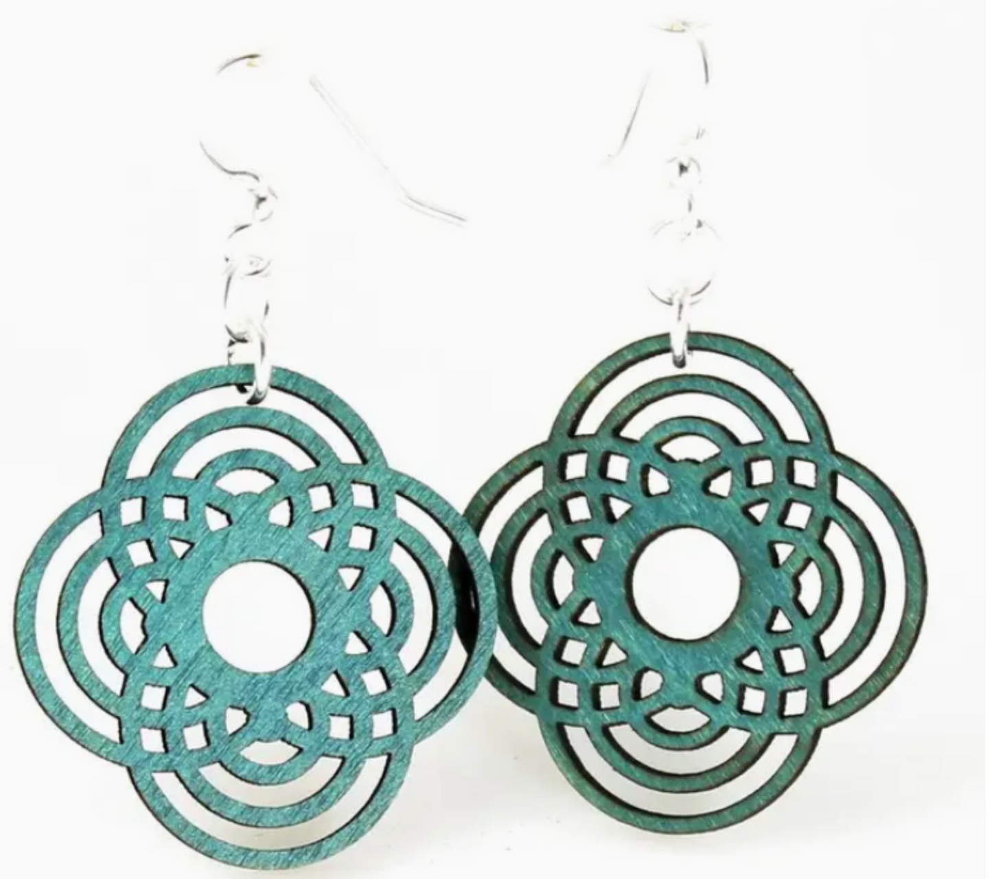 Wooden Earrings Diamond Half Circle