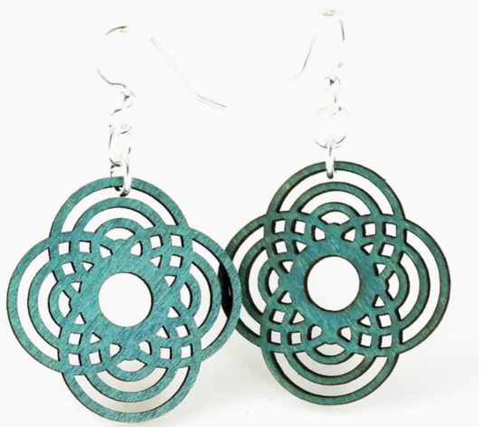 Wooden Earrings Diamond Half Circle