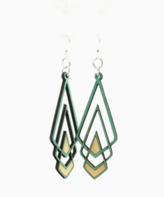 Wooden Earrings Chevron Deco