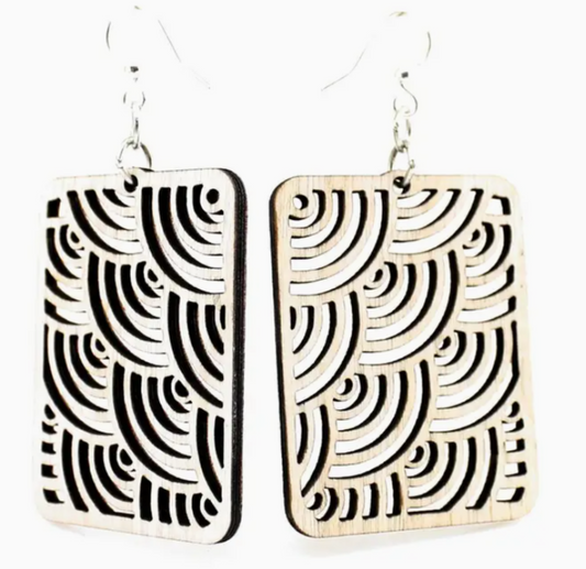 Wooden Earrings Modern Square