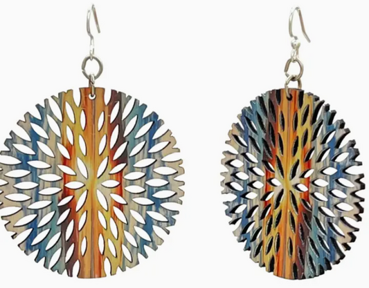 Wooden Earrings Sunsetting Bloom