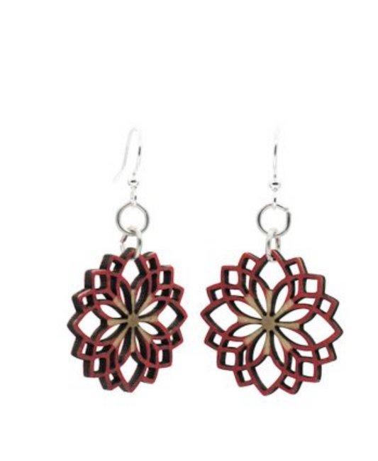 Wooden Earrings Dahlia Flower Blossom
