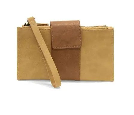 Camryn Color Block Zip Wallet/Crossbody Tan/Hazelnut