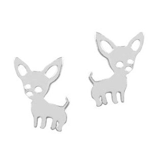 Sterling Silver Chihuahua Stud Earrings