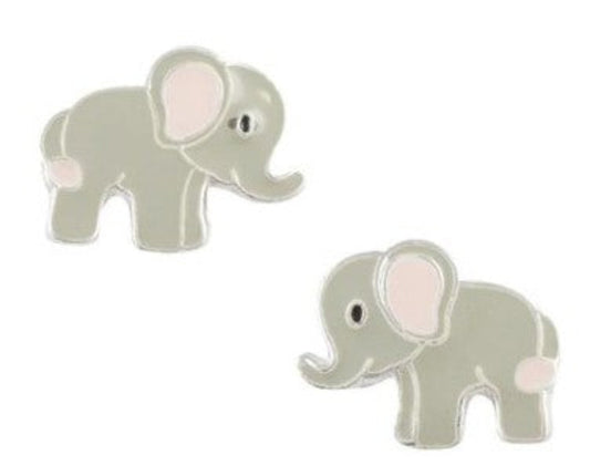 Sterling Silver Enamel Elephant Stud Earrings