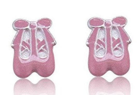 Sterling Silver Ballet Slipper Stud Earrings