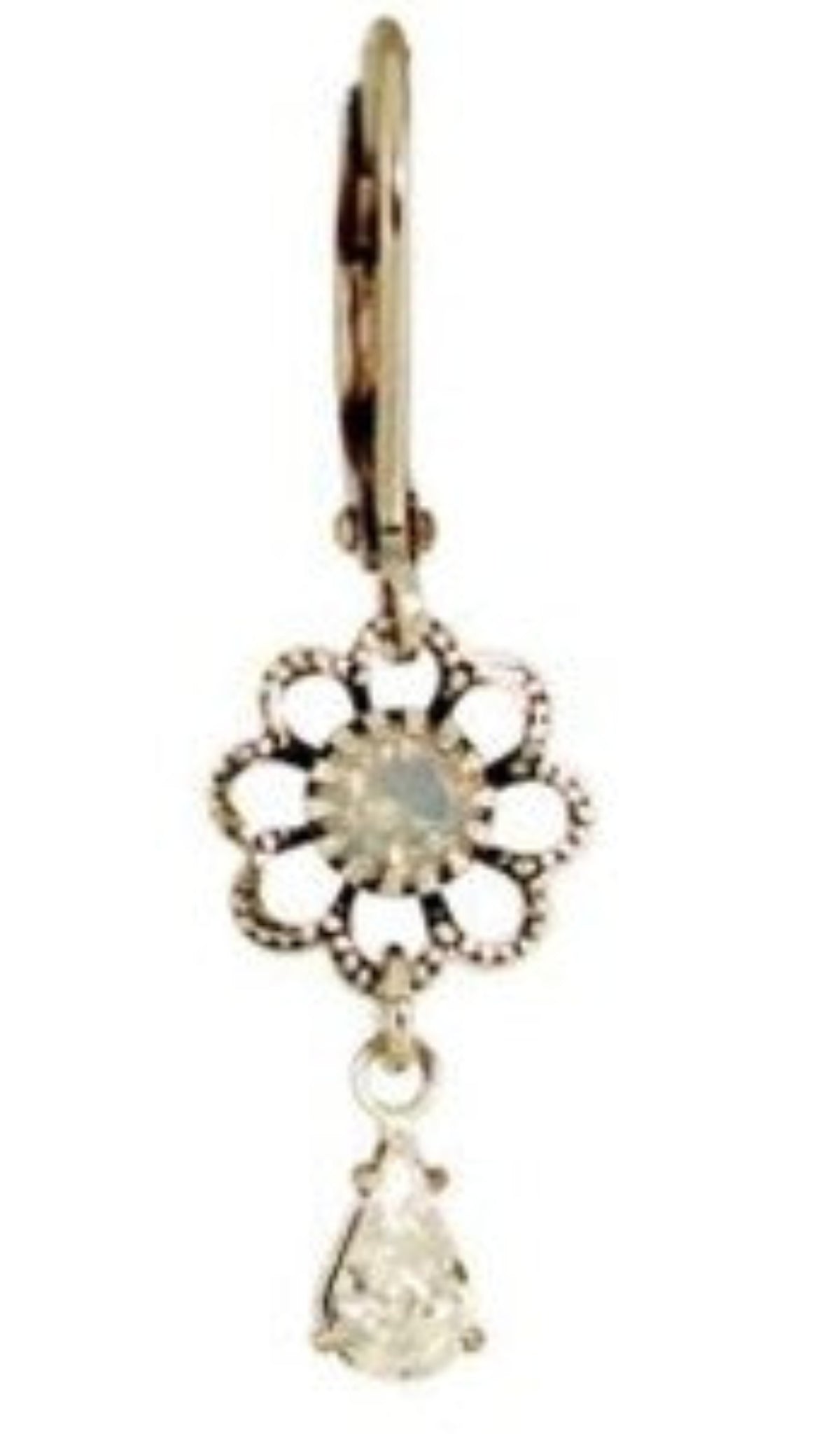 White Crystal Flower Drop Earrings
