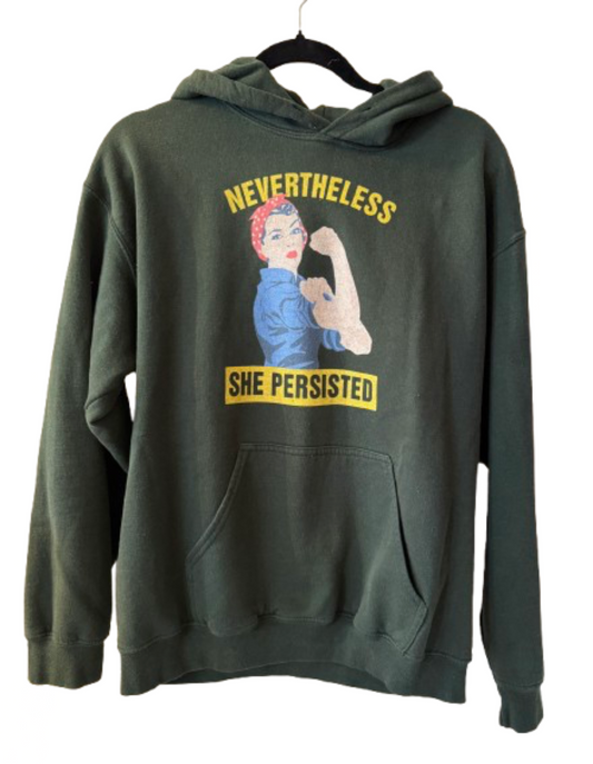 Nevertheless She Persisted Green Hoodie Size Medium | Preowned
