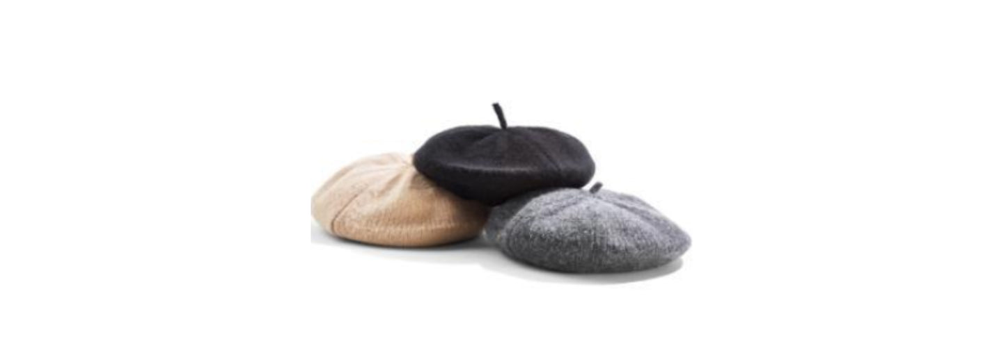 Wool Blend Beret Hat - Black