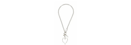 Handmade Big Heart Crystal Pewter Necklace