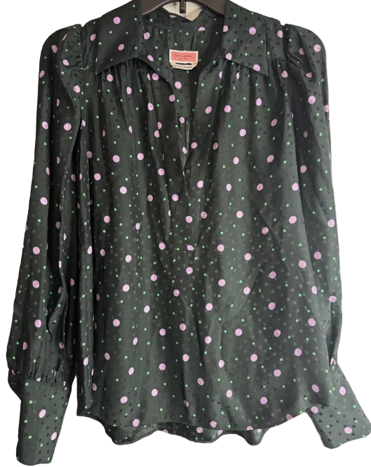 Kate Spade Green Blouse with Purple and Green Polka Dots - MD | Preowned
